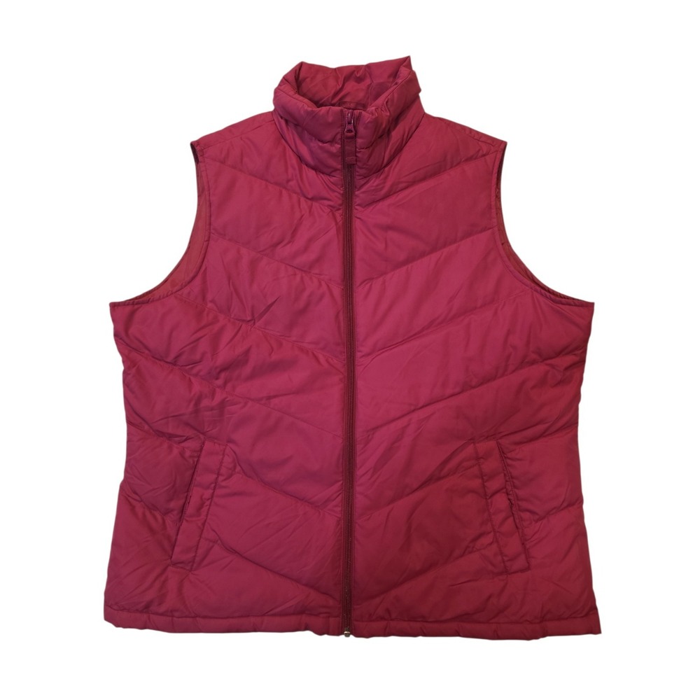 Lands' End Women's Quilted Puffer Vest XL Full Zip Pink Insulated